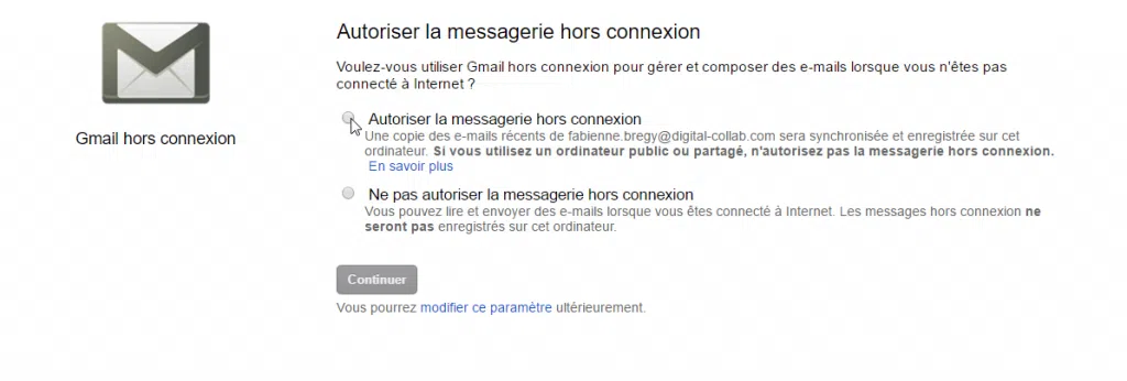 autoriser hors connexion