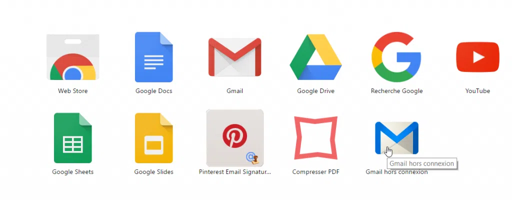 google apps et gmail hors connexion