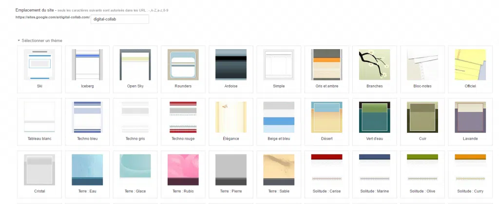 Thématique Google sites