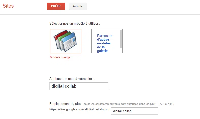 Démarrer un Google Sites