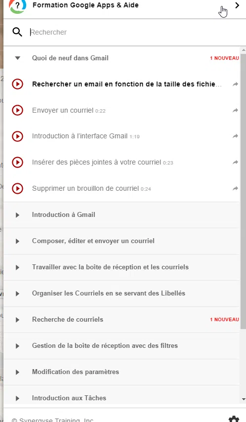Aide de Google Synergyse