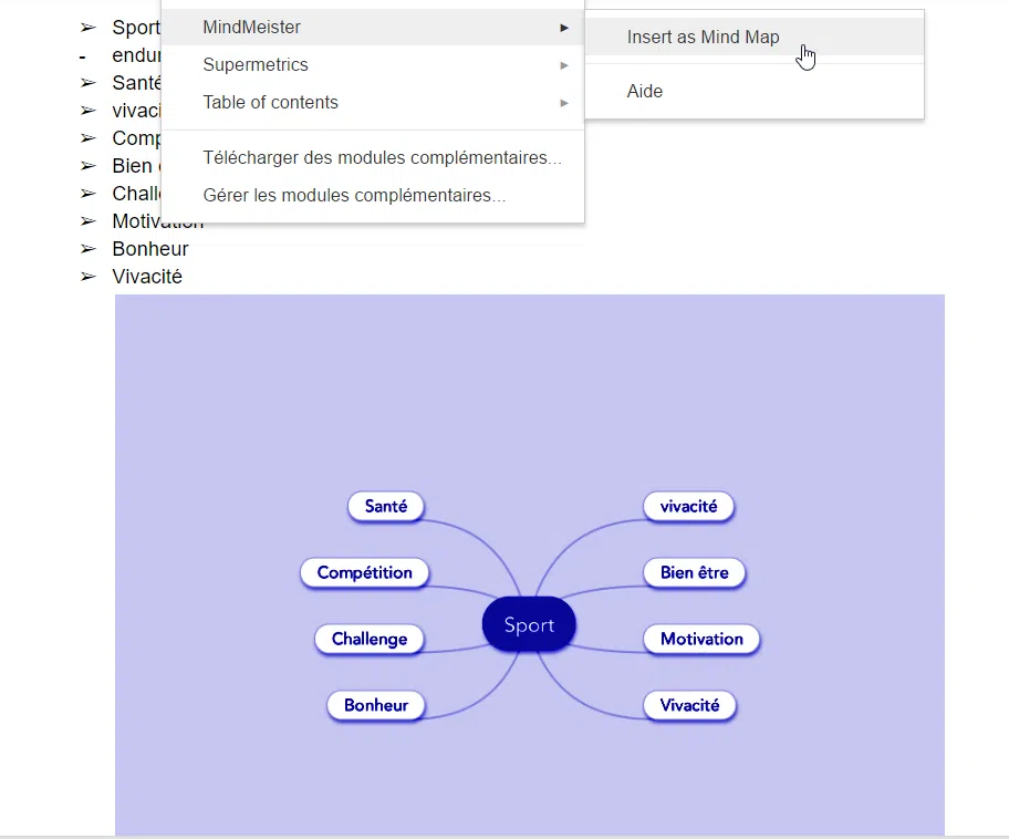 Google Documents et Mind Map