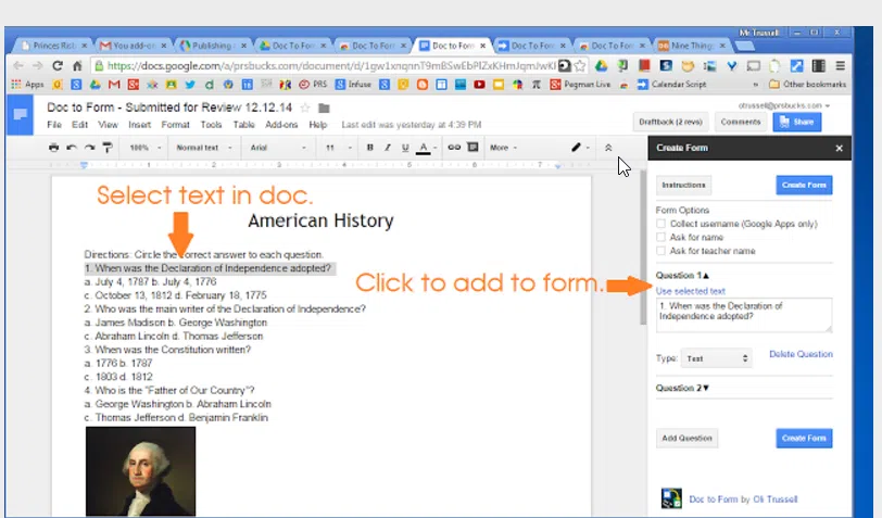 Google Form et Google Docs