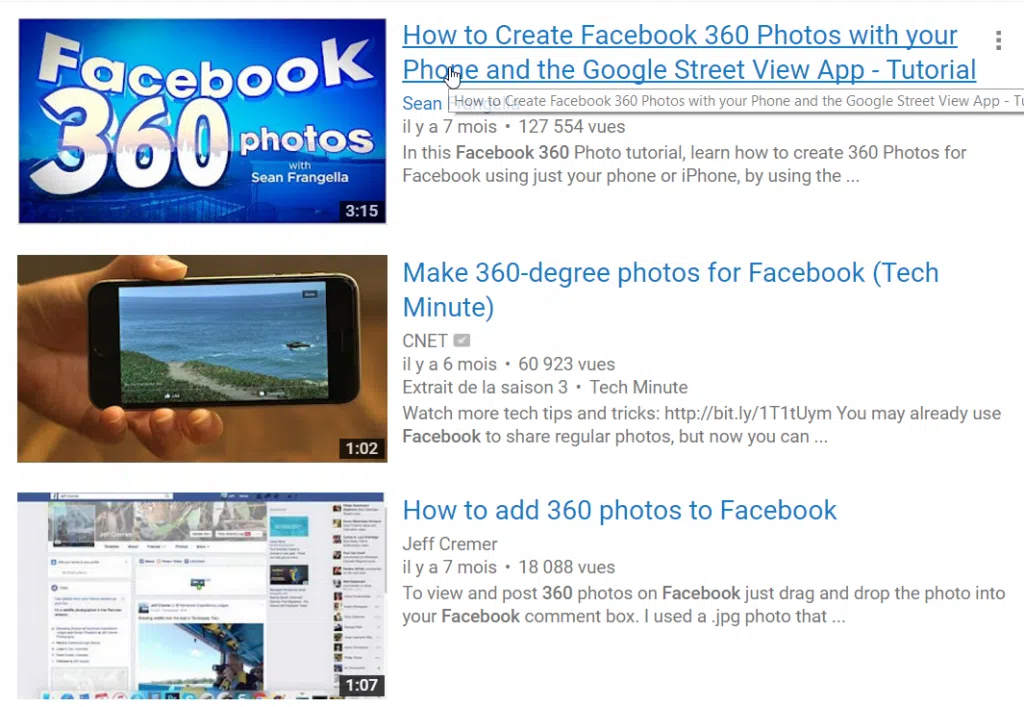 Facebook, vidéo 360°