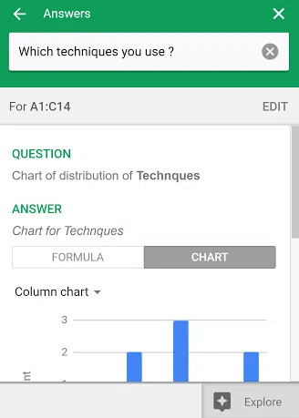 Fonction Explorer Google Sheets