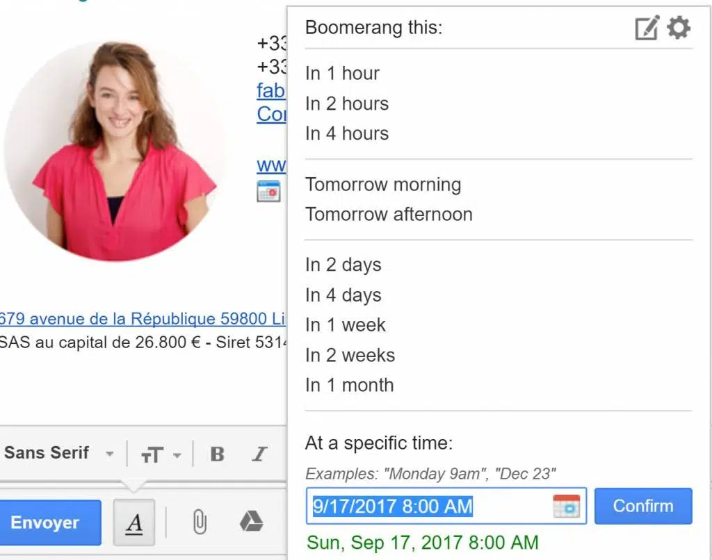Gmail au profit de notre productivité individuelle - Boomerang for Gmail