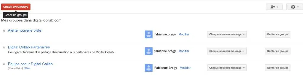 Créer des Google Groups