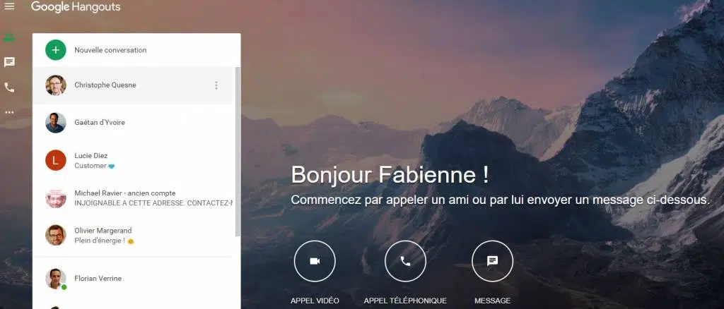 Messagerie instantanée : Google hangouts chat