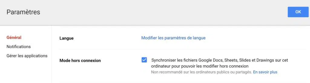 Partager : mode hors connexion