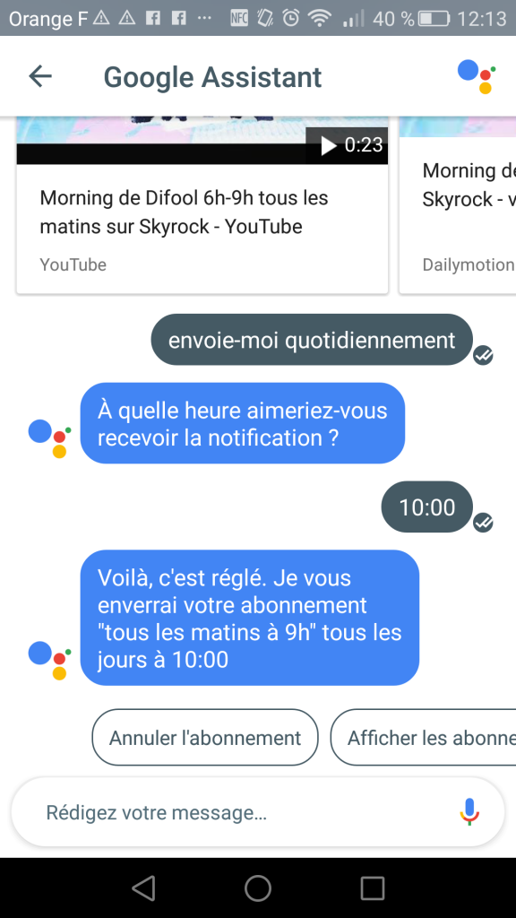 Messagerie instantanée : Google Assistant