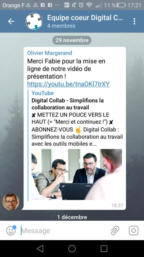 Messagerie instantanée : télégram