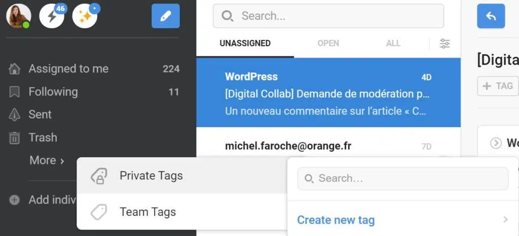 Front Apps : private Tags & create