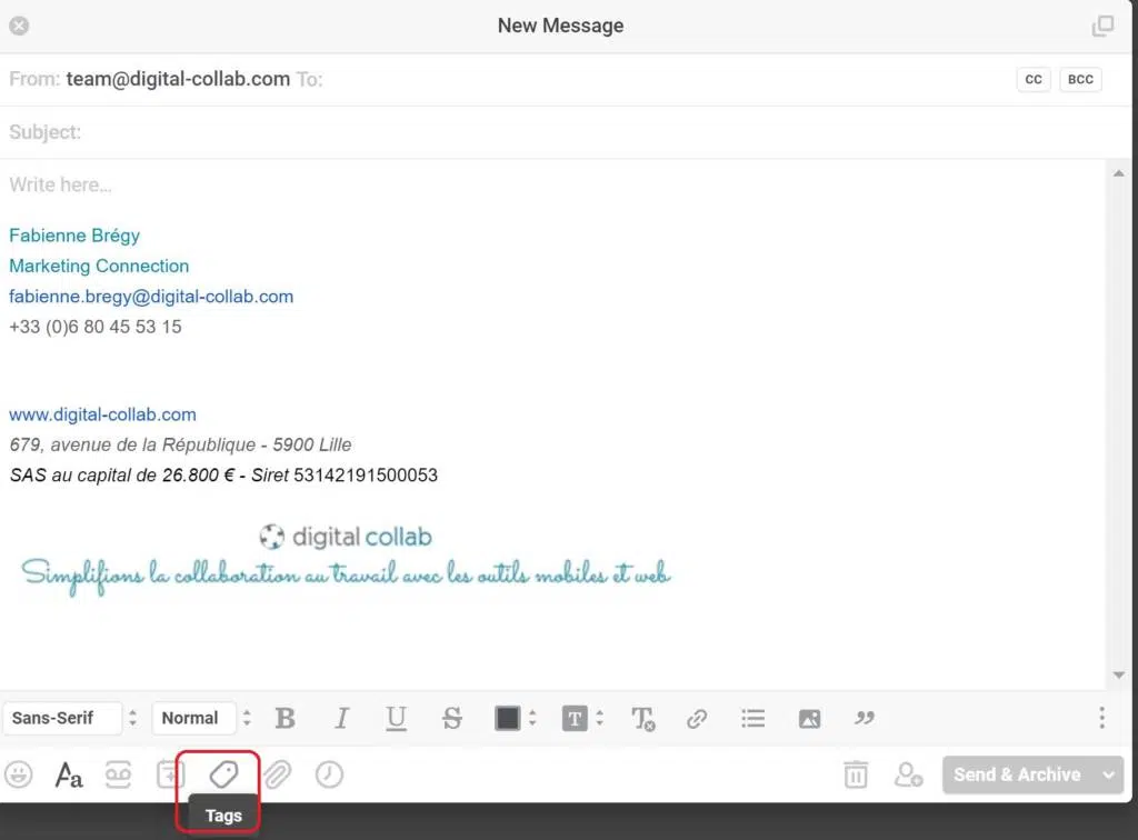 Front Apps : rédaction d'un message + Tags