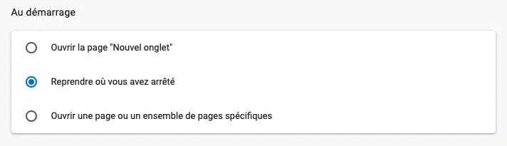 Google Chrome - Reprendre